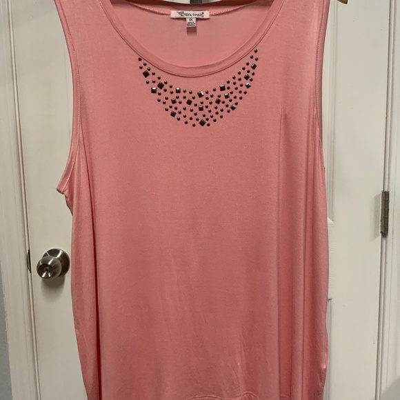 Extra Touch Pink Sleeveless Top with Stud Detail - Picture 5 of 8